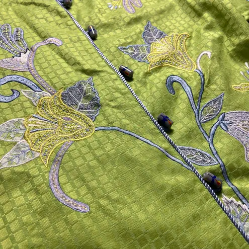 Indigo Moon lime green floral embroidered Shacket
