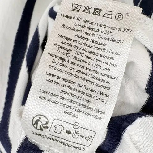 Sézane Conrad Short Sleeve Crew Neck Tee | Size Small | Cream/Navy Stripe