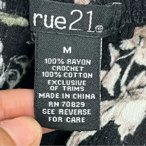 Rue 21  black floral medium off the shoulder crop top