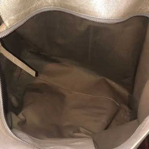 Chloé CHLOE Eclipse Logo Embellished Gold Distressed Tote Bag Exterior Zippers