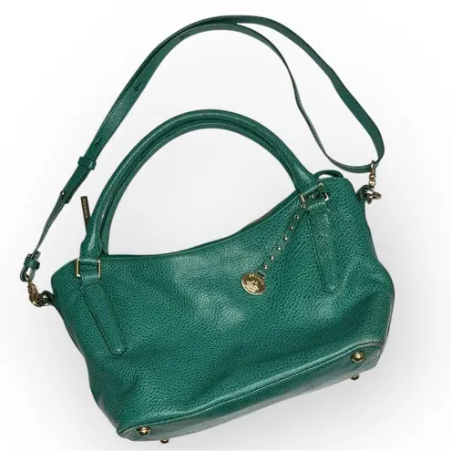 Brahmin Green Leather Pebbled Shoulder Crossbody HandBag Purse