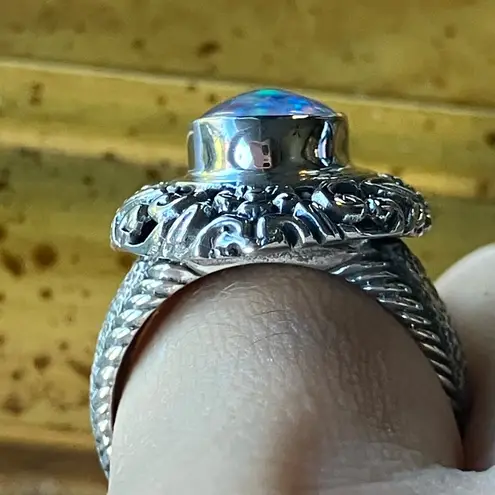 Australian Boulder Opal Sterling Silver Ring Size 7.25