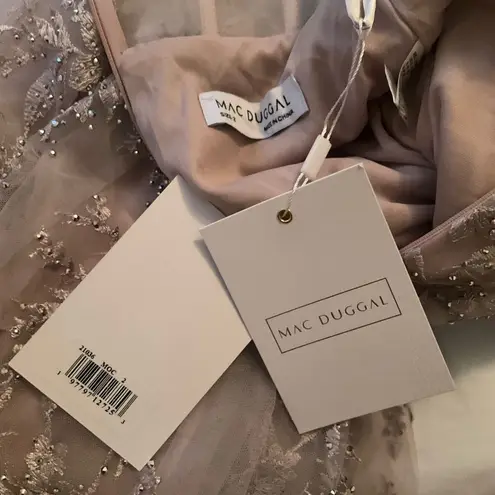 Mac Duggal 21036 Pink Strapless Lace Embellished Trumpet Gown With 3D Flower