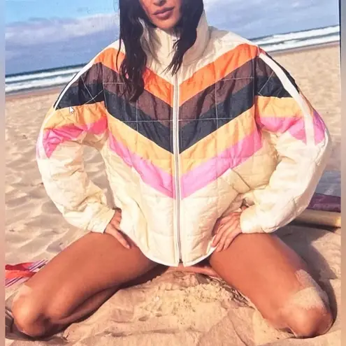 Free People NWT  Pippa Packable Shine Puffer in Multicolor Chevron - Image 1