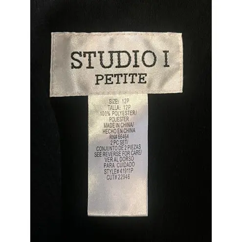 Studio I Petite Jacket Womens 12P Black Leopard Open Front Short Sleeve Blazer