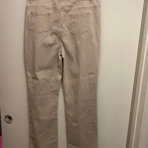 Diane Gilman DG2 Womens Beige Tan Denim Jeans Size 12T 34x32 Straight Leg
