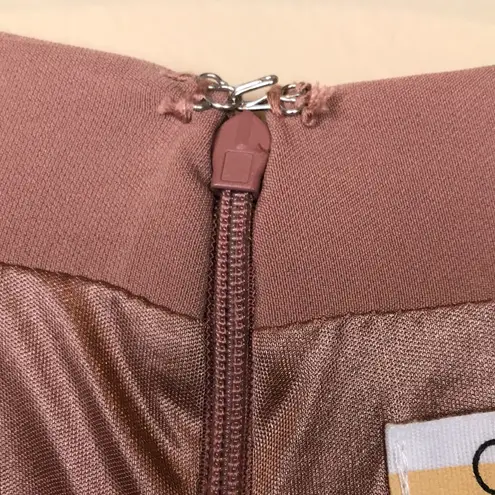 NWT QUII Women’s Faux Wrap Mauve Pink Knit Sheer Long Sleeve Suit Romper Size XL