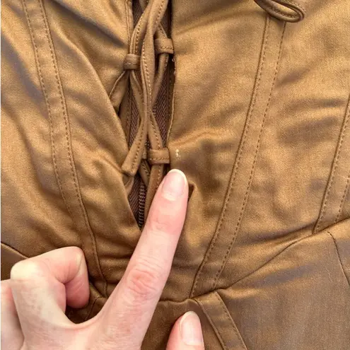 Mistress Rocks - Long Sleeve Corset Mini Dress in Walnut Brown