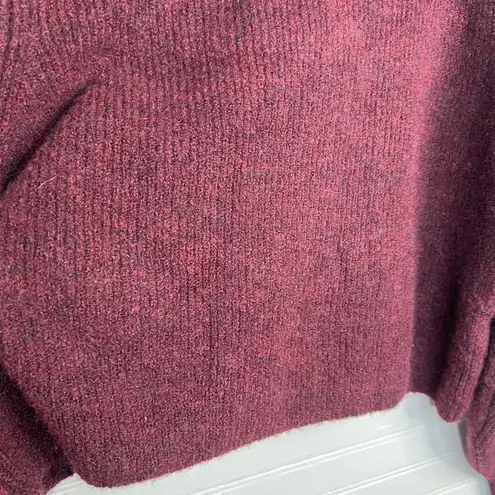 Topshop  Women's Turtleneck Sweater Burgundy Cropped Balloon Sleeves Size S 4-6