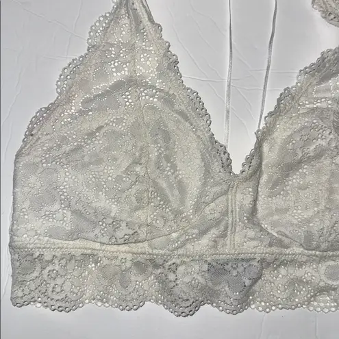 Aerie  Lace Halter Bralette - Soft White large lined