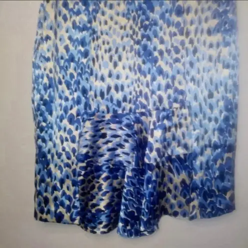 Tibi New York 100% silk blue cheetah print office skirt