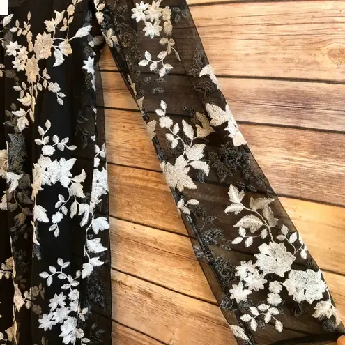 WAYF Romy Choker Mesh Floral Embroidered Black Minidress Size Small NWT