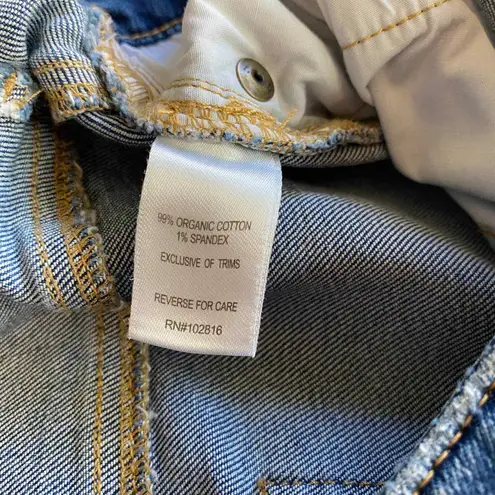 Garnet Hill Jeans Womens 27 Blue Organic Cotton High Waist Wide Leg Worn Hems