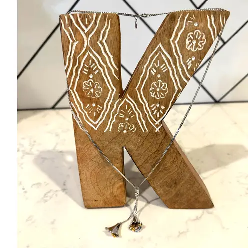 vintage Avon Calla Lily lariat necklace silver gold tone western dainty girly