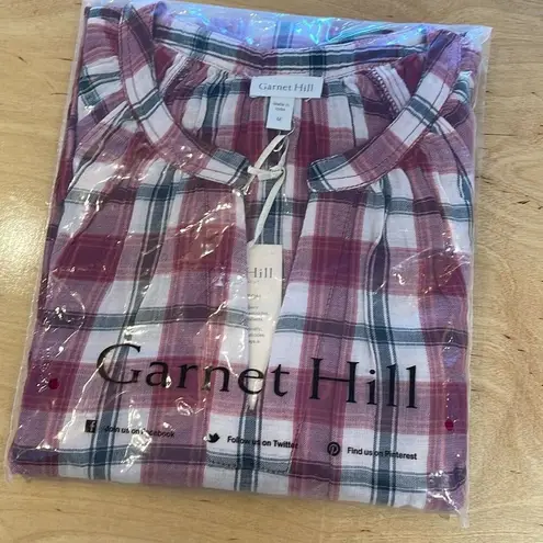 Garnet Hill Organic-Cotton Plaid Popover Medium NWT Red Black Cream