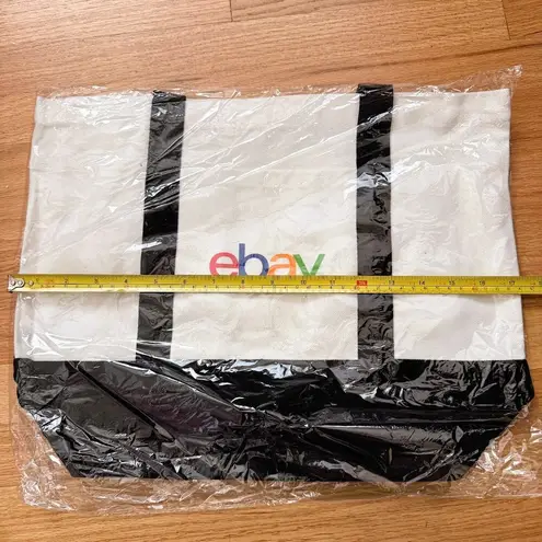 NEW eBay Branded Canvas Tote Bag 17" x 13 1/2" w/ 8" Carry Straps & Front Pocket White