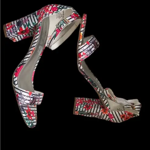 Worthington NWOT Floral Heels Ankle‎ Strap Open Toes Size 9.5