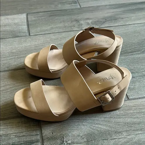 Tan Minimalist Sandals with Ankle Strap Size 6.5
