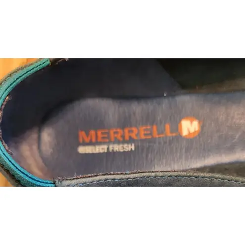 Merrell Tahoe Ballet Flats Leather Comfort Shoes Blue Laser Cutout 9.5