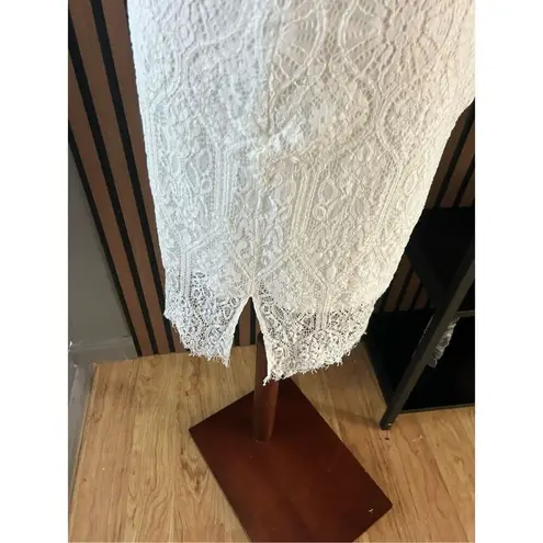 Lulus  white short wedding dress bachelorette party lace short sleeve size medium