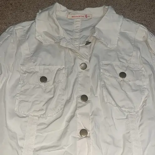 XCVI Wearables Raw Edge Poplin Lightweight Safari Jacket Ginger Root Small