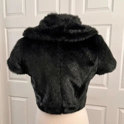 Bagatelle Faux Fur Shrug Bolero Jacket Coat Black S Small