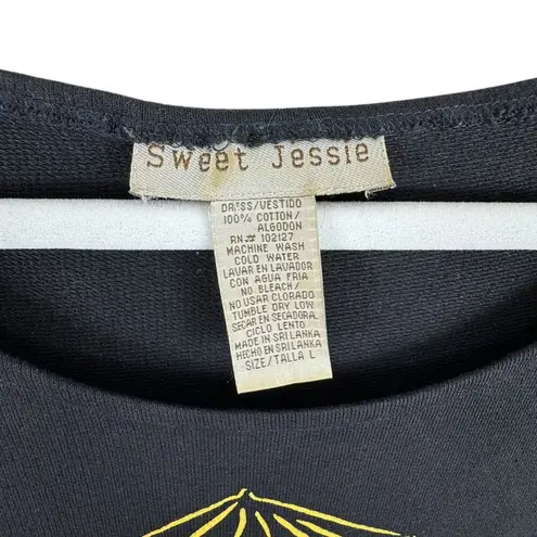 Sweet Jessie 100% Cotton Black Colorful Button Up Short Sleeve Maxi Dress Size L Size L