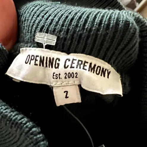 Opening Ceremony Green Black Quilted Mini Dress Size 2 J1