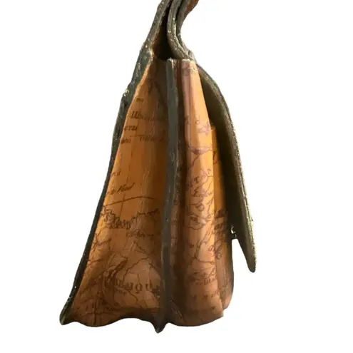 Patricia Nash English Garden Floral Map London Brown Leather Saddle Bag