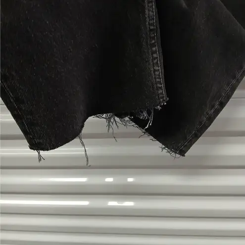 RE/DONE 70's Stove Pipe Cropped Jeans Women 30 Waist Black Fade Button Fly Denim