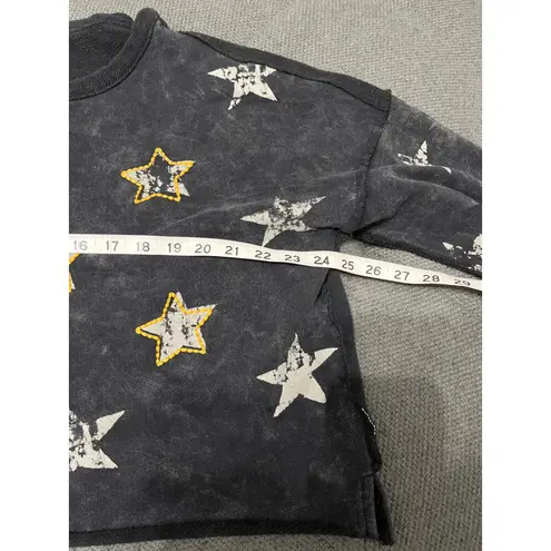 Vintage Havana Star Print Cropped Sweatshirt Gray Black Distressed Medium