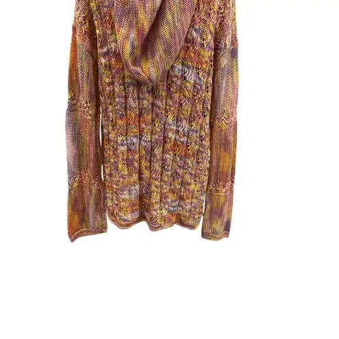 Ramy Brook Abby Marled Knit Hoodie Sweater Orange Pink Yellow Size Medium