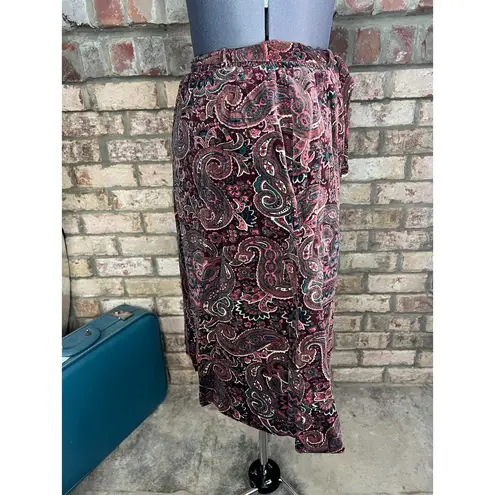 skirt velour paisley Aline maroon wine pink Red Size L