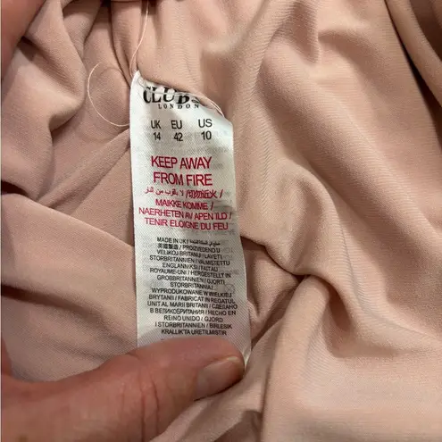 NEW! CLUB L LONDON Blush Pink Maternity Asymmetric Ruched Maxi Dress US 10/UK 14