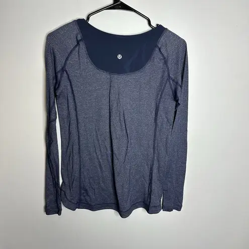 Women's Lululemon Size 6 Blue Striped Long Sleeve Athletic Basic Lightweight