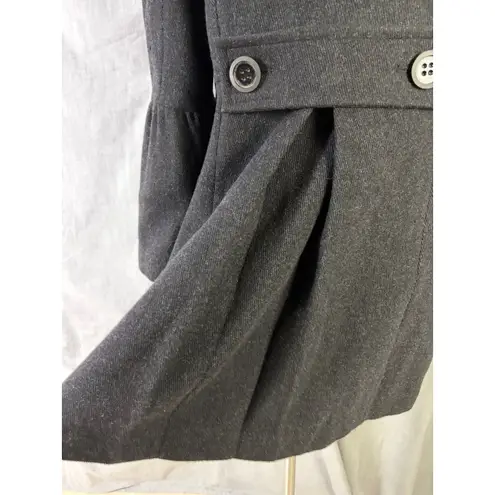 Miss Sixty Wool Blend Military Coat Gray XL Funnel Neck Bell Sleeves Mod