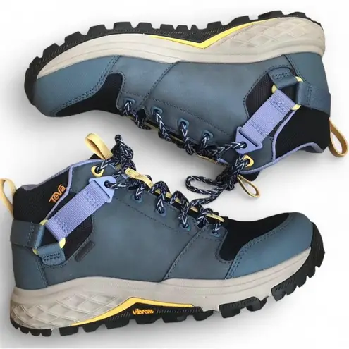Teva Womens 7.5 Grandview GTX Gore Tex Mid Blue Leather Waterproof Hiking Boots