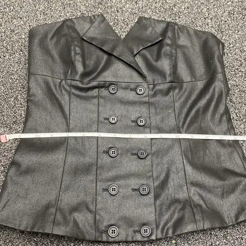 VERO MODA Y2k strapless tuxedo vest waistcoat corset buttons black 36 euro XS