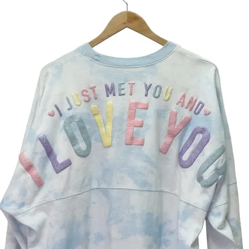 Disney Dug Spirit Jersey Sz XL Up Movie I Just Met You & I Love You Blue Tie Dye