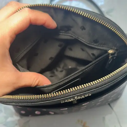 Kate Spade  Black Crossbody Bag Payton dome with Pink purple Polka Dots