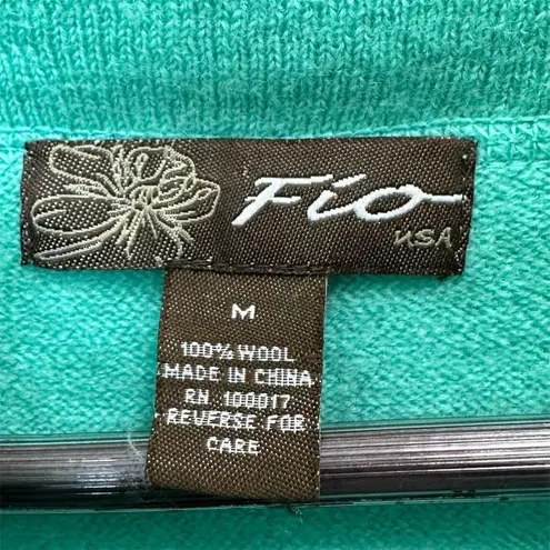 Fio USA Women's Green Felted 100% Wool Jacket Size M 3/4 Sleeve Business Casual Green Size M