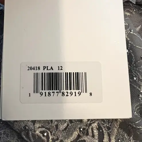 Mac Duggal 20475 Silver Gray Sequin Beaded Tulle Midi Dress Size 12 NWT