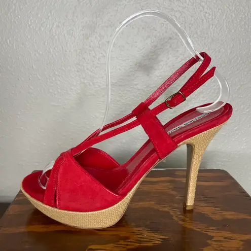Charles David Red Strappy Platform Heels Open Toe Size 7