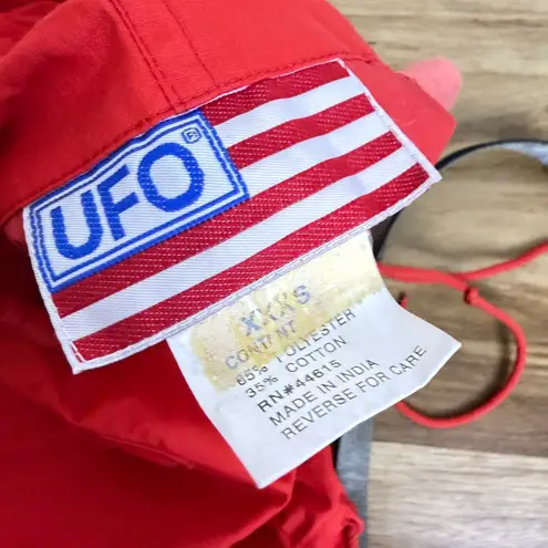 VTG UFO Parachute Cargo Pants Red Drawstring Y2K Rave Festival Baggy XXS 26x25