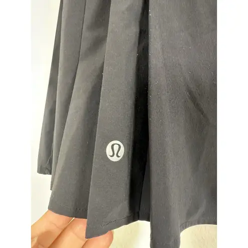 Lululemon High Rise Side Pleat Tennis Skirt Black Size 2 Skort Pockets Athletic