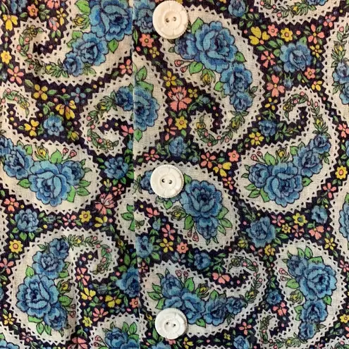 Vintage Floral Paisley Housecoat Size M/L Blue Size M