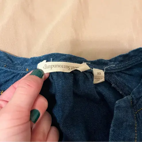 Soft Surroundings Denim Julieta Chambray Mini Dress