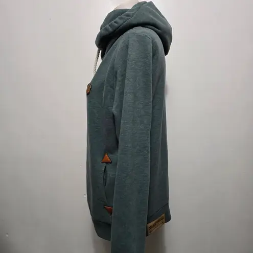 Naketano Darth Green Hoodie Owl Patch Cowl Neck Drawstring Large Sweatshirt