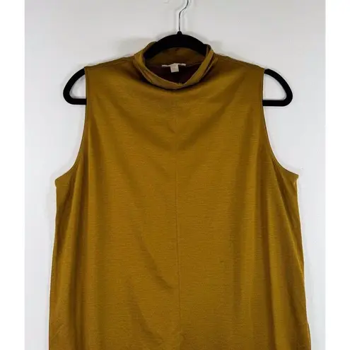 COS Womens Top Yellow Funnel Neck Cotton Mix Blouse Sleeveless Pullover Medium
