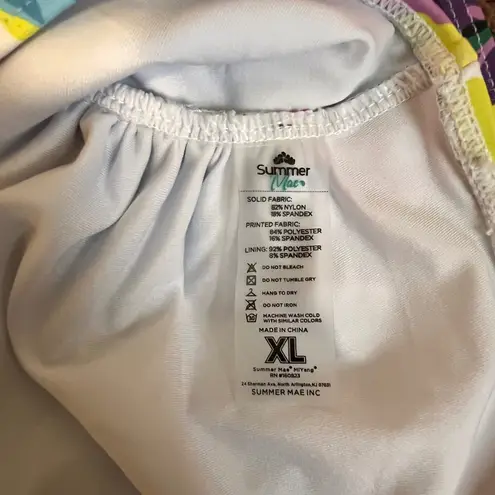 Summer Mae Red Halter Bikini Top High Waist Floral Print Swimsuit Set Size XL Pink